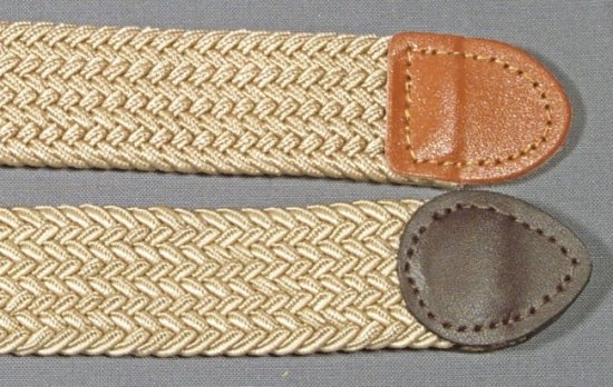 view of elastic stretch belt fabric and end tabs