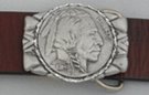 dress size Indian head buffalo nickel pewter belt buckle