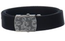 3-D skulls buckle on black web belt