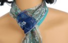 small belt scarf, paisley, aqua blue