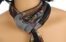 small belt scarf, paisley, gray and black
