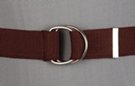 brown web belt with nickel polish D-rings and tab