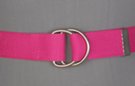 1-1/2" wide burnished D-ring web belt, fuchsia with nickel polish D-rings and tab