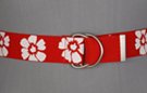 Dring belt, white Hawaiian flower print on red