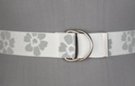 Dring belt, gray Hawaiian flower print on white