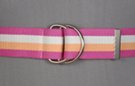 D-ring belt, quad-striped with pink orange and white