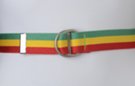 rasta stripe D-ring canvas belt