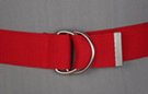 red web belt with nickel polish D-rings and tab