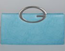 azure blue double "G" handle hardside dress purse