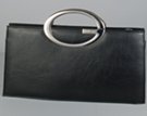 black double "G" handle hardside dress purse, zipper top with detachable shoulder strap