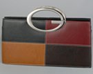 black, wine, tan and coffee double "G" handle hardside dress purse, zipper top with detachable shoulder strap