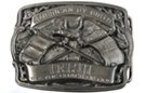 American by birth, Irish by the grace of God pewter western belt buckle