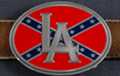 "LA" rebel flag oval enameled pewter belt buckle