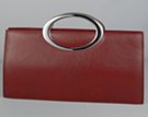 wine dark double "G" handle hardside dress purse, zipper top with detachable shoulder strap