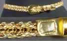 1/2" belt with gold chain center interwoven with gold and copper pleather braid