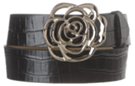 alligator embossed leather belt with rose western buckle