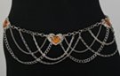 golden amber hearts in painted filigree chain belt