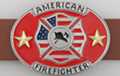 red blue and gold American Firefighters and Maltese cross belt buckle