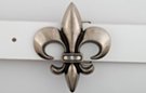 antique pewter and rhinestone fleur-de-lis belt buckle