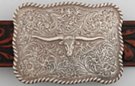 shield shape longhorn steer western belt buckle