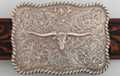 shield shape longhorn steer western belt buckle