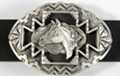 southwest shadowbox horse head pewter belt buckle