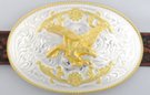 golden eagle with talons oval western belt buckle