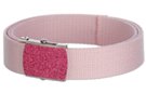 fuchsia glitter buckle on baby pink web belt