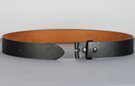 1-1/2" black leather belt strap, snap closure