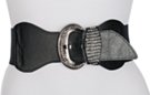 black high waist stretch belt with studded big Oh buckle