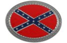 oval red, blue and pewter rebel flag belt buckle