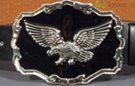 4" buckle, chrome eagle on black enamel