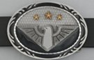 gold star germanic eagle on black enamel belt buckle