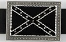 rectangular black and pewter rebel flag belt buckle