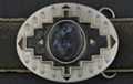 native American design concho pewter belt buckle