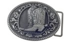 oval pewter cowboy boots and spurs belt buckle