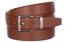 tan box leather dress belt with pin buckle