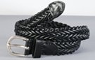 boy's size braided leather dress belt with nickel polish U-bolt buckle
