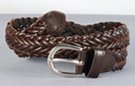 boy's size braided leather dress belt with nickel polish U-bolt buckle