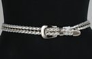 1/2" belt with silver chain center interwoven with silver pleather braid