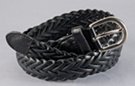 black braided leather casual dress belt, nickel polish buckle