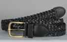 medium width better quality gold buckle black braided leather belt