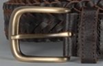 Strait City Trading close-up of buckle on braided leather belt