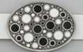 oval black and white bubbly belt buckle