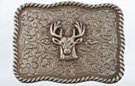 shield shape buck head western belt buckle