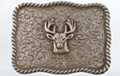 shield shape buck head western belt buckle