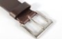 view of full grain leather belt buckle and keeper