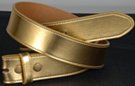 1-1/2" gold leather belt strap, snap closure