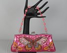 east-west party clutch with embroidered butterflies