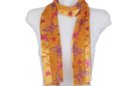 butterfly profusion print gold satin and sheer belt scarf